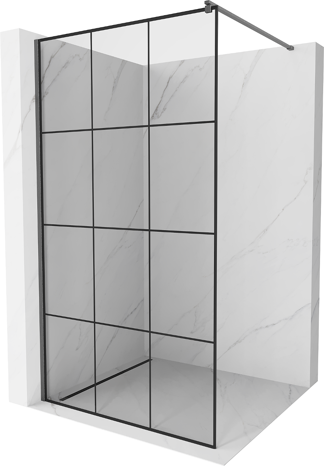 Mexen Kioto ścianka prysznicowa Walk-in 120 x 200 cm, czarna kratka 8 mm, gun gray szczotkowany - 800-120-101-66-77